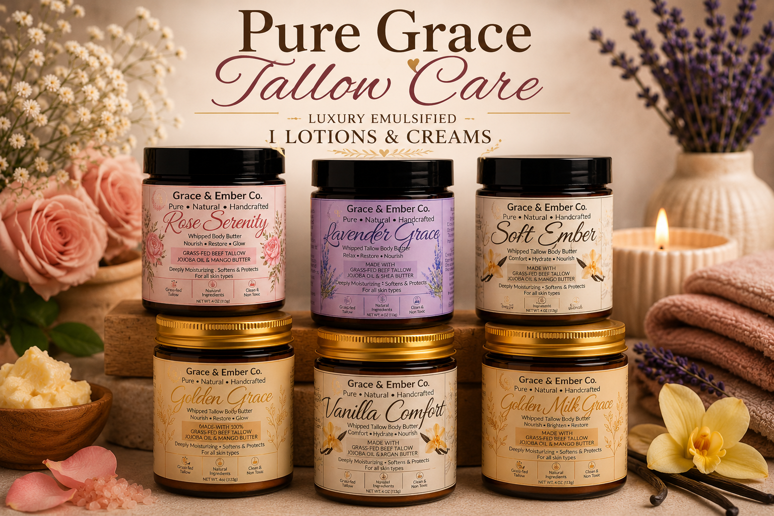 Pure Grace Tallow Care – Luxury Emulsified Lotions & Creams