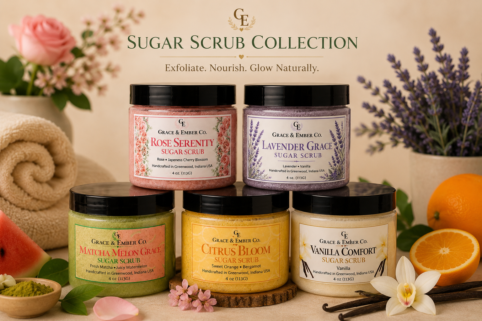Pure Grace Polish Collection – Artisanal Sugar Scrubs
