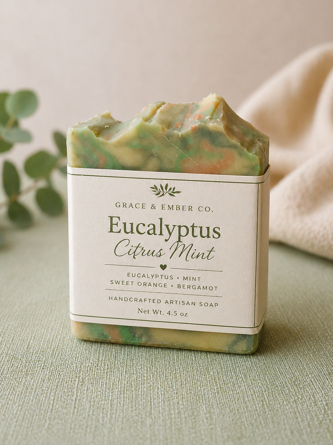 Eucalyptus Citrus Mint – Artisanal Herbal Shea Butter Soap