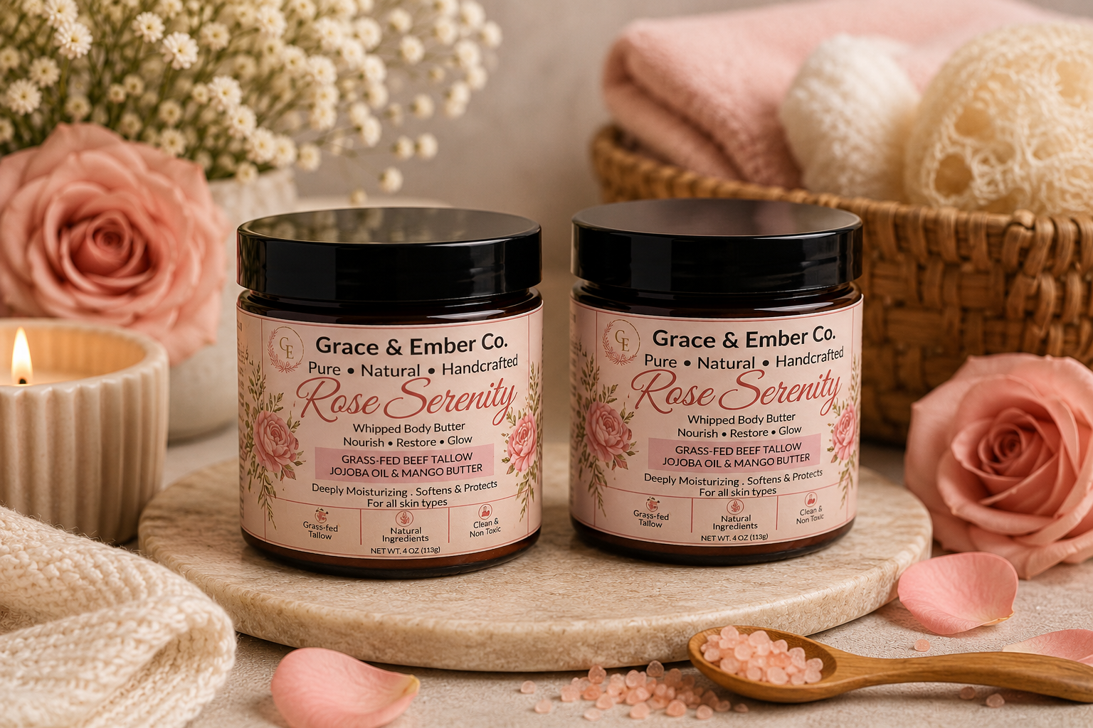 Rose Serenity – Luxury Emulsified Tallow Body Cream (4 oz)