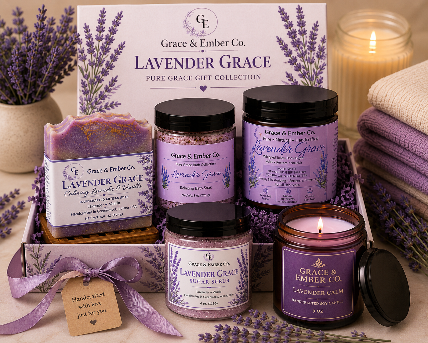 The Lavender Grace Ultimate Spa Gift Set (with Candle)
