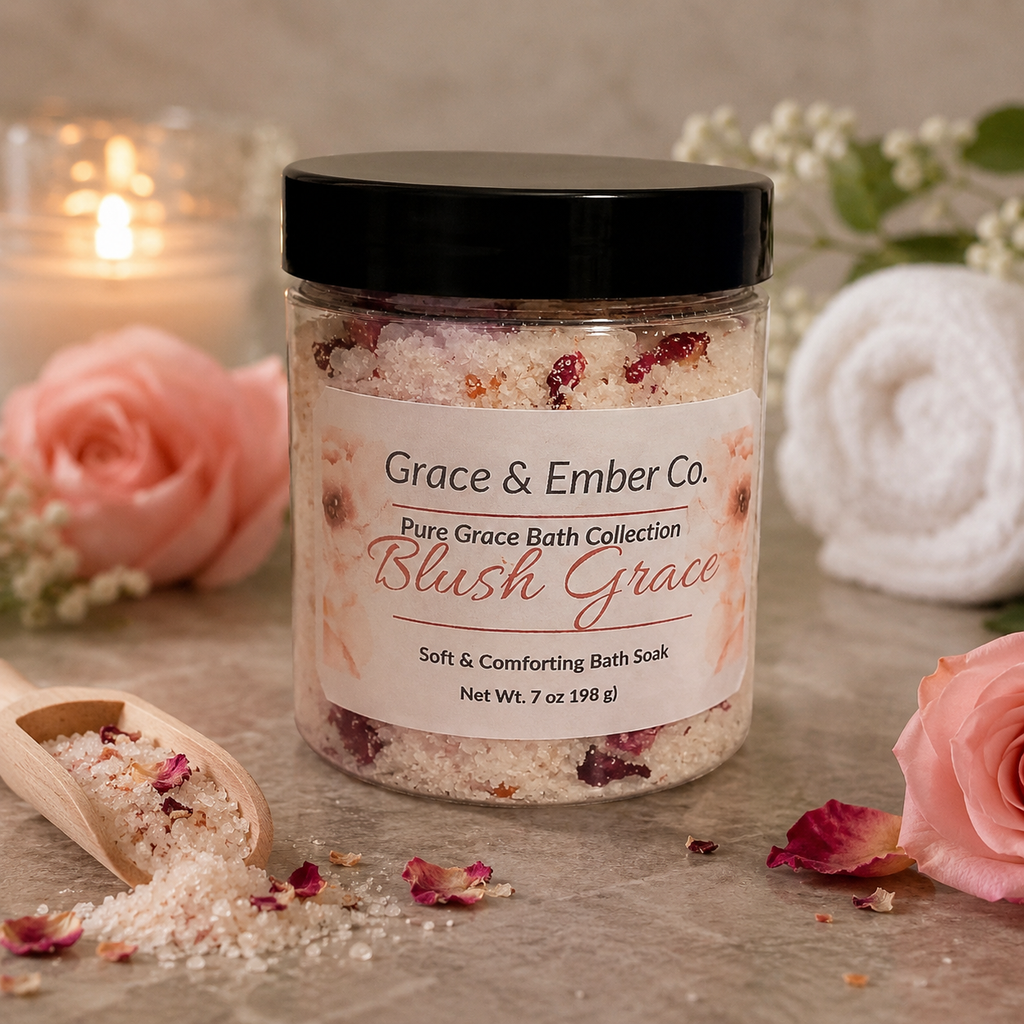 Blush Grace Bath Soak | Pure Grace Bath Collection | Handmade Luxury Bath Salts | 7 oz