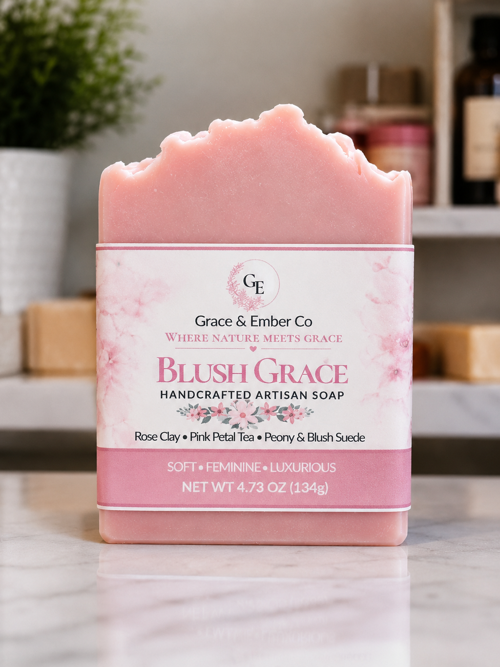 Blush Grace | Rose Clay Artisan Soap – Peony & Blush Suede