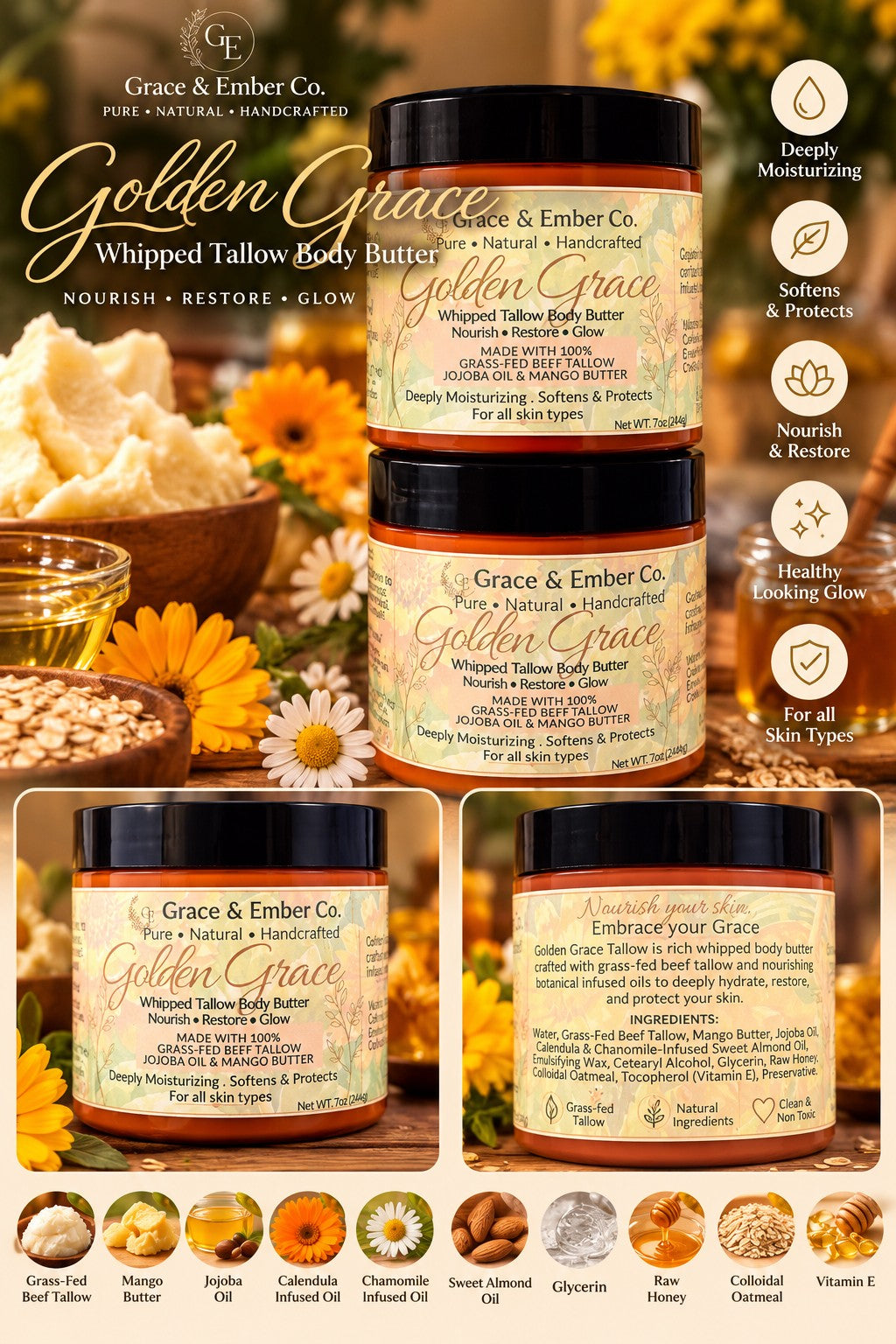 Golden Grace Unscented Tallow Lotion