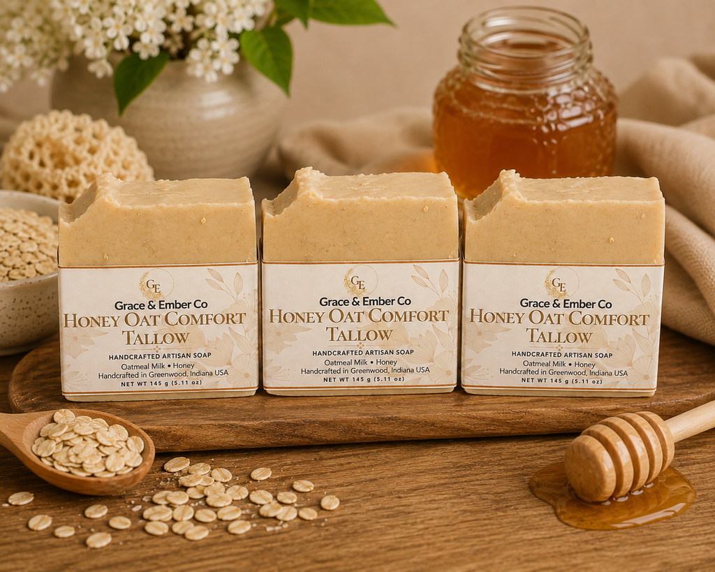 🍯 Honey Oat Comfort Artisan Soap | Tallow, Honey & Oatmeal Handmade Soap
