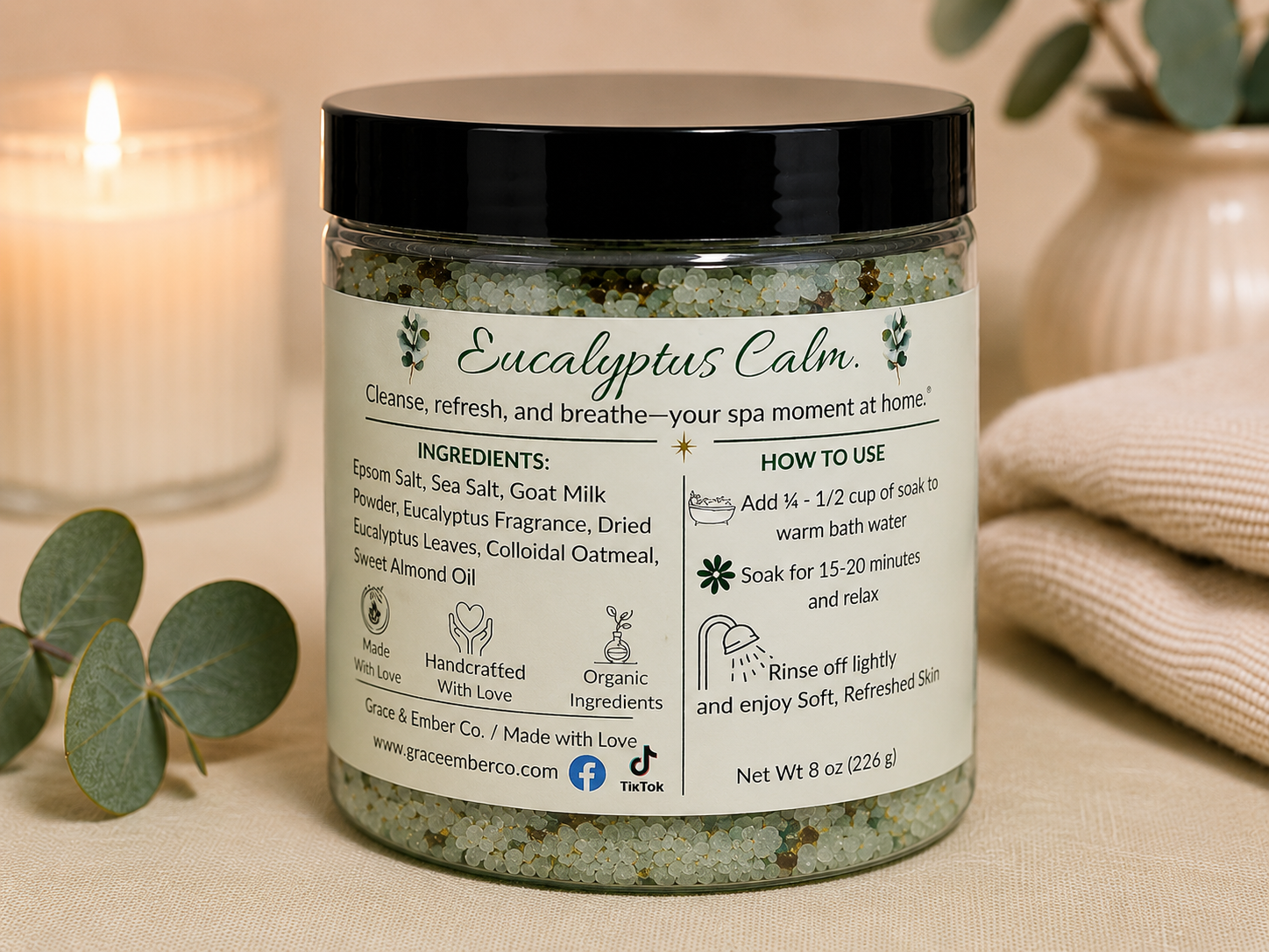 Eucalyptus Calm – Relaxing & Detoxifying Aromatherapy Bath Soak