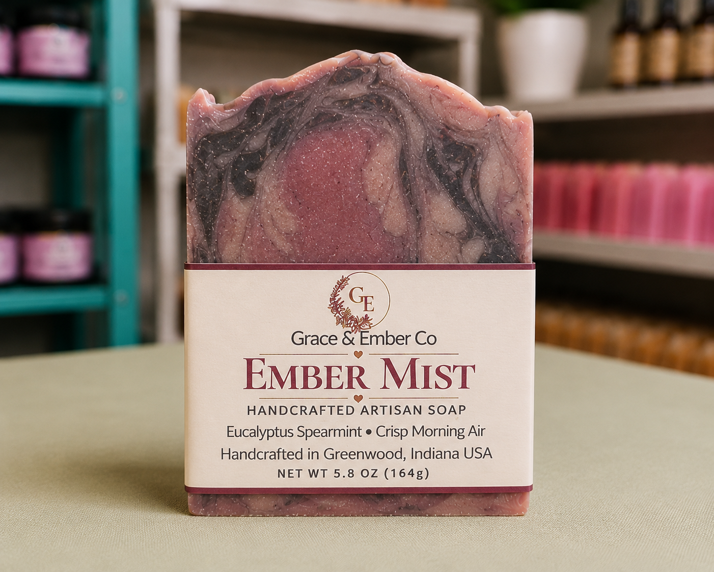 Ember Mist – Artisanal Eucalyptus Spearmint Mango Butter Soap