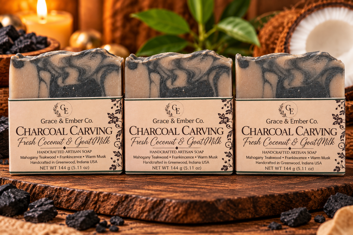🖤 Charcoal Carving | Tallow, Goat Milk & Coconut Milk Artisan Soap