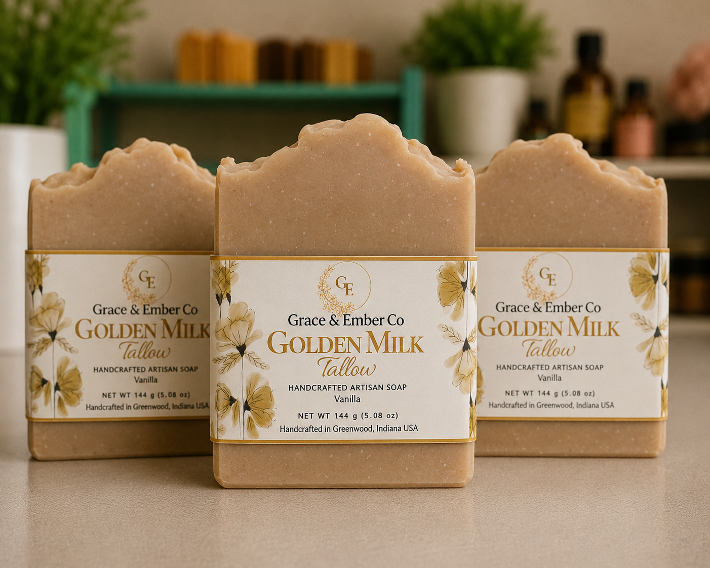 Golden Milk Grace – Artisanal Goat Milk & Tallow Soap