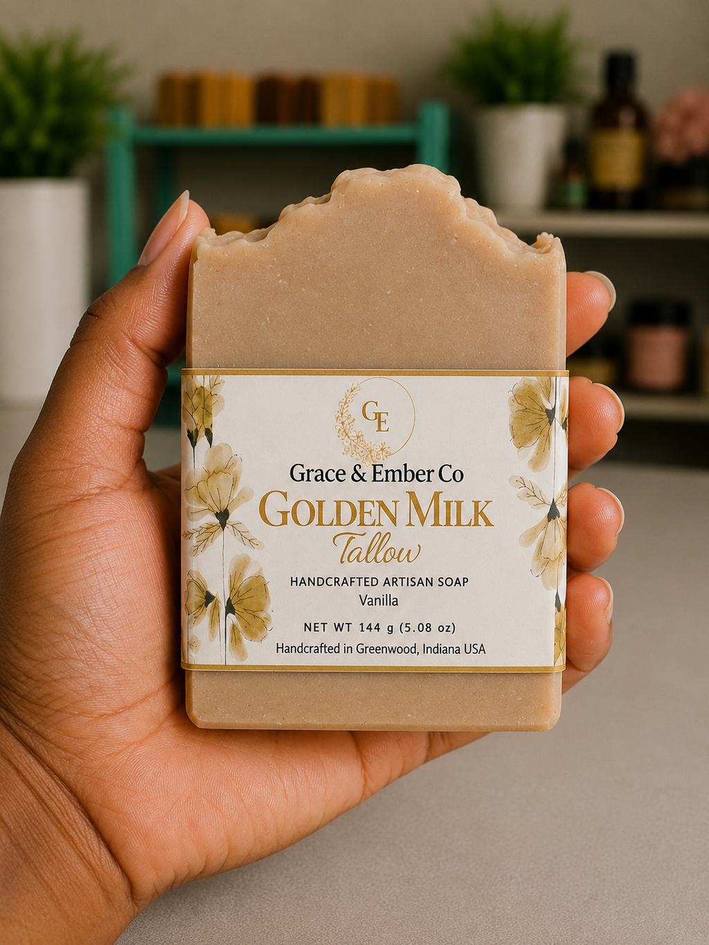 Golden Milk Grace – Artisanal Goat Milk & Tallow Soap