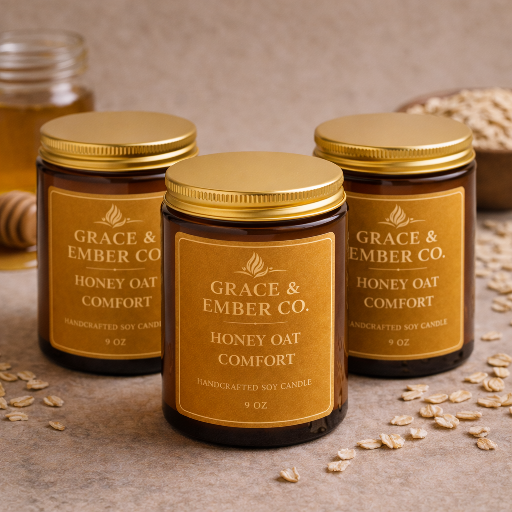 Honey Oat Comfort – Warm & Cozy Soy Candle (9 oz)