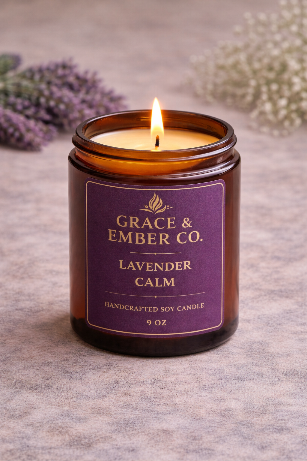 Lavender Calm – Heritage Aromatherapy Soy Candle (9 oz)