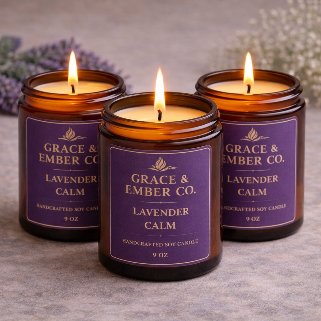 Lavender Calm – Heritage Aromatherapy Soy Candle (9 oz)