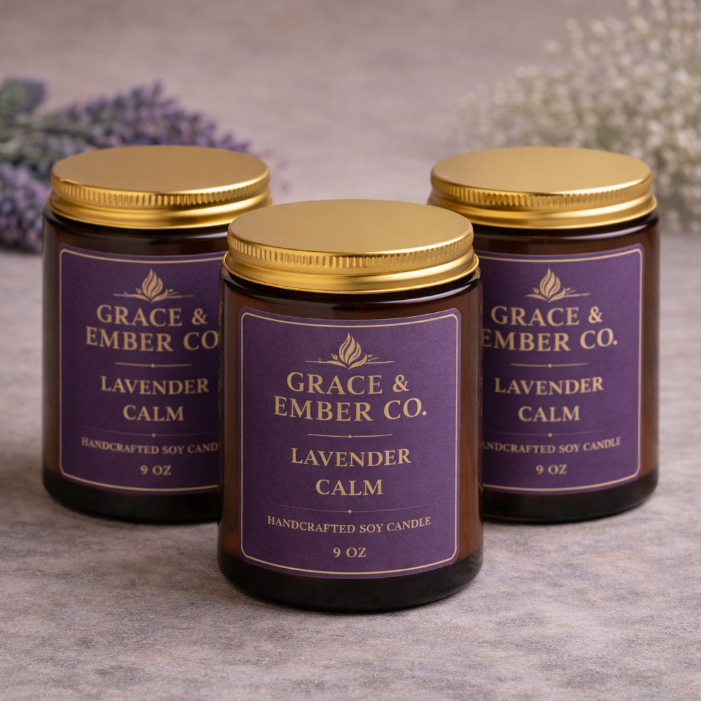 Lavender Calm – Heritage Aromatherapy Soy Candle (9 oz)