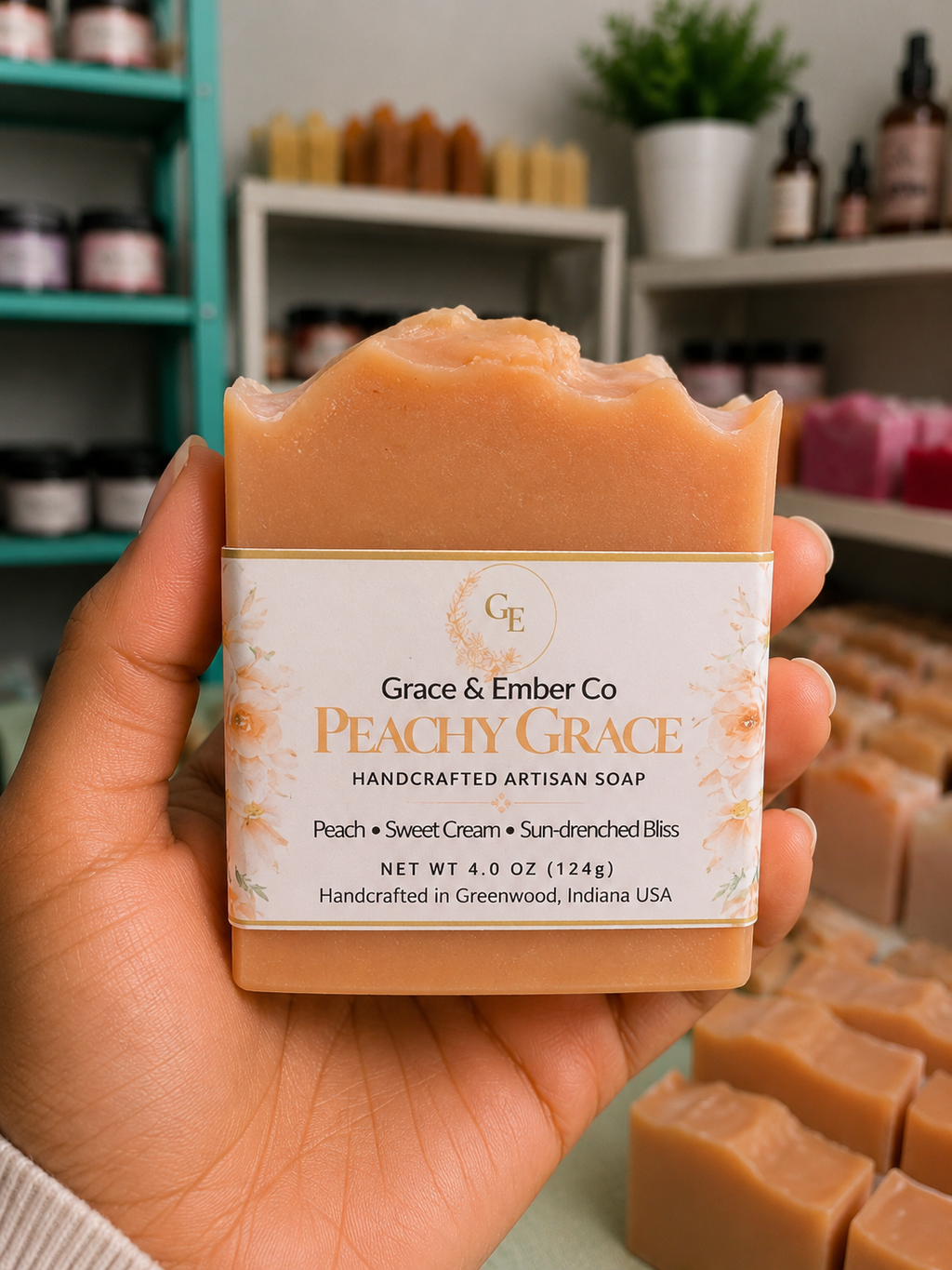 Peachy Grace – Artisanal Peach & Sun-drenched Bliss, Shea Butter Soap