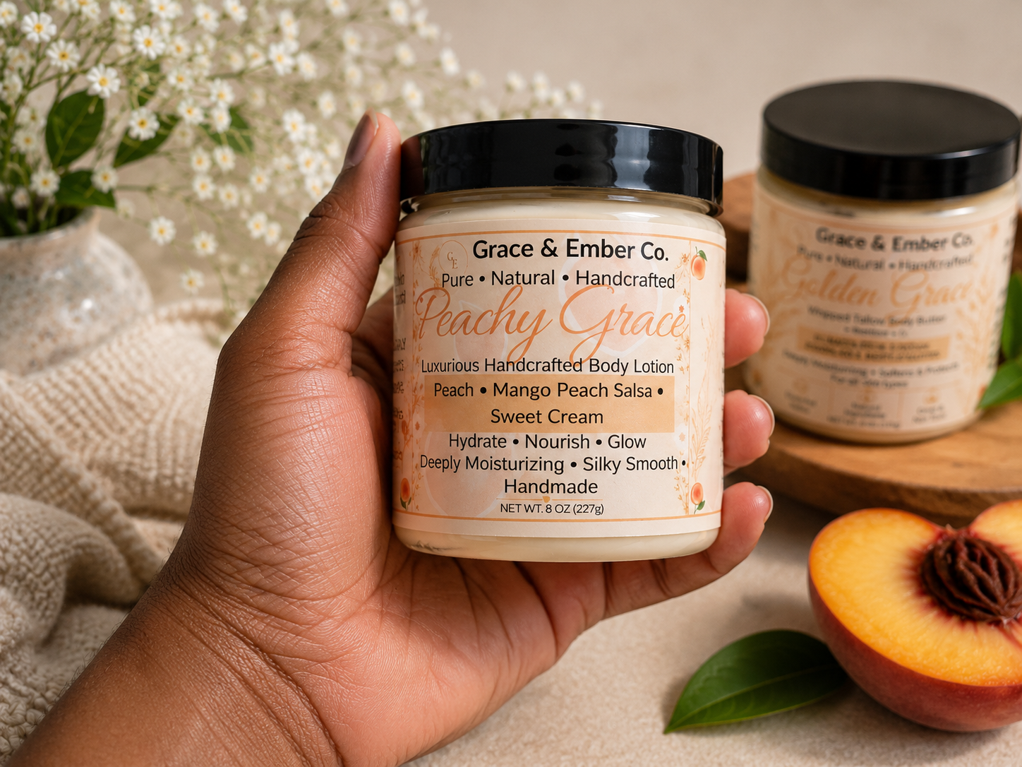 Peachy Grace – Luxurious Handcrafted Body Lotion 🍑