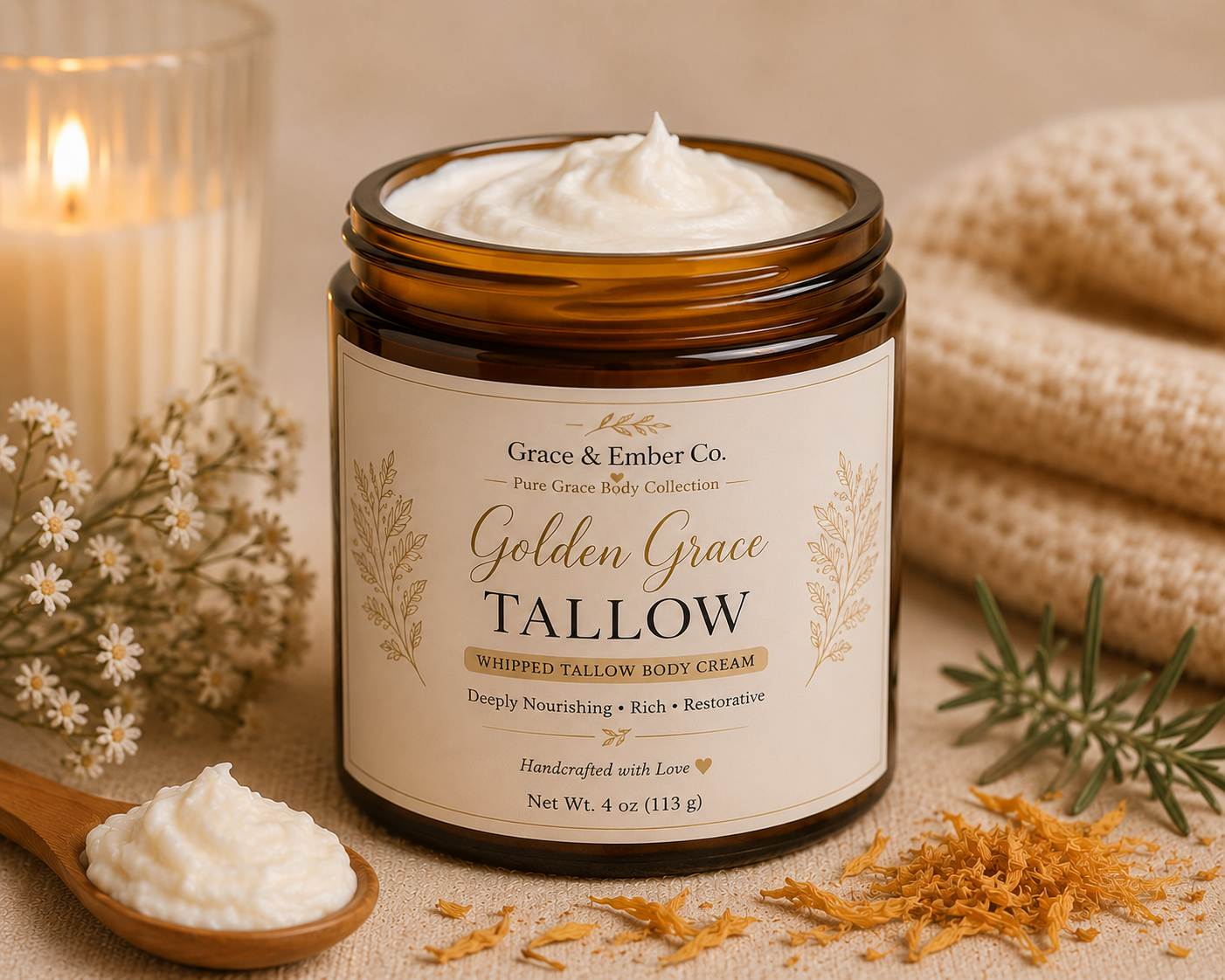 Golden Grace Whipped Tallow Butter (4 oz).