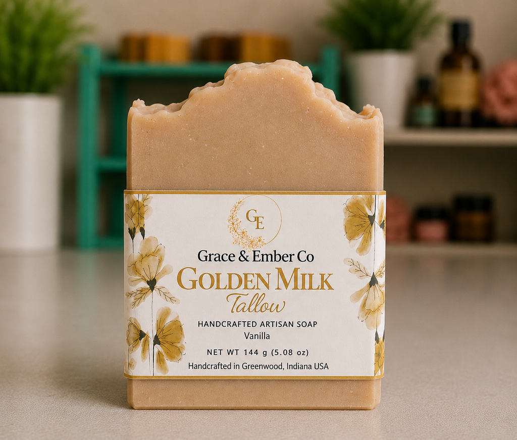 Golden Milk Grace – Artisanal Goat Milk & Tallow Soap