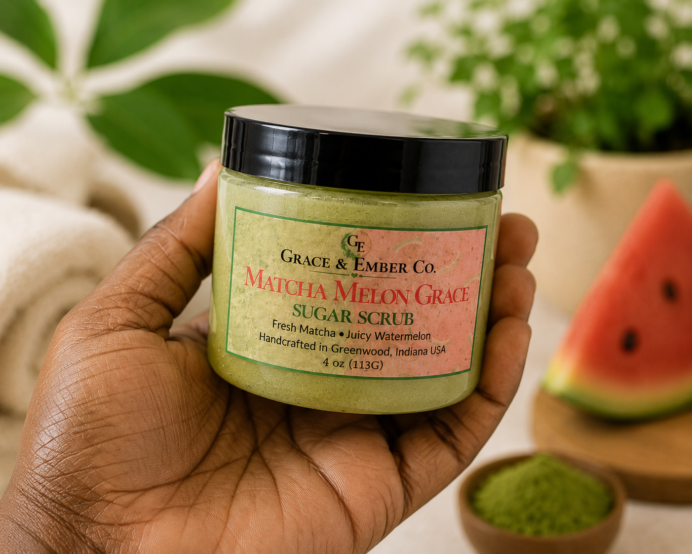 Matcha Melon Grace – Foaming Shea Butter Sugar Scrub